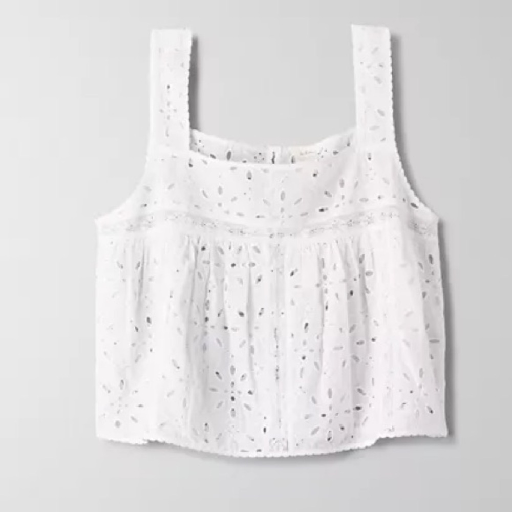 Wilfred White Smocked Crop Tank Top